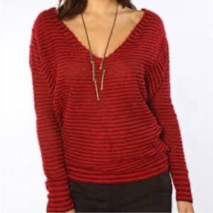 Free People Bumblebee Red Striped Sweater Size XS